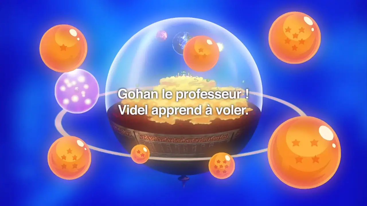 Aperçu animé — Gohan le professeur ! Videl apprend à voler.
