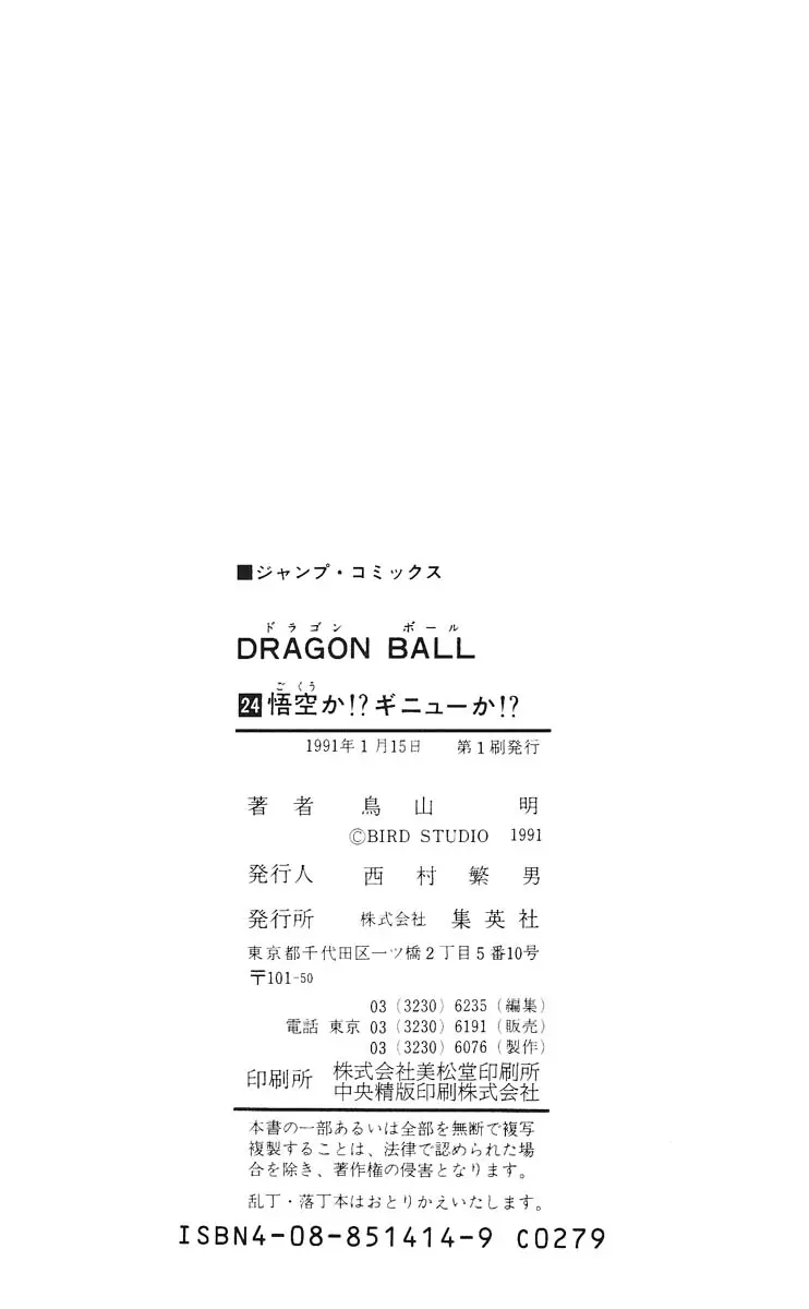 Chapitre 24 — Dragon Ball (Édition Japonaise) Vol. 24 — page 188